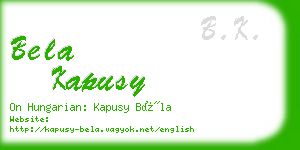 bela kapusy business card